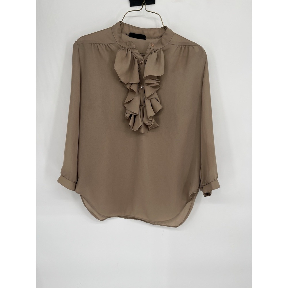 Vintage Dabney Ruffle Front Blouse With Puff Sleeve No Size Approx. M